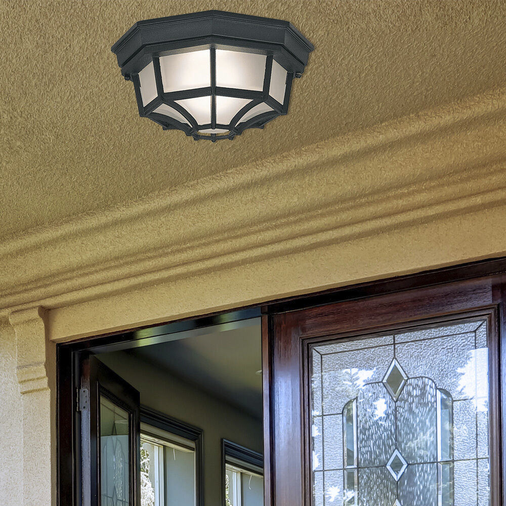 Builder 1 Light 11 inch Black Outdoor Flushmount